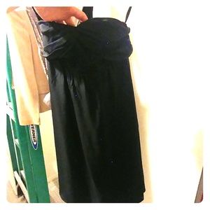 Silk strapless cocktail dress black